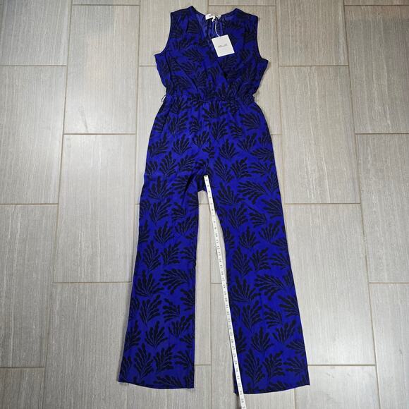 Diane von Furstenberg Royal Blue Printed Silk Sleeveless Jumpsuit $495 - Picture 9 of 11
